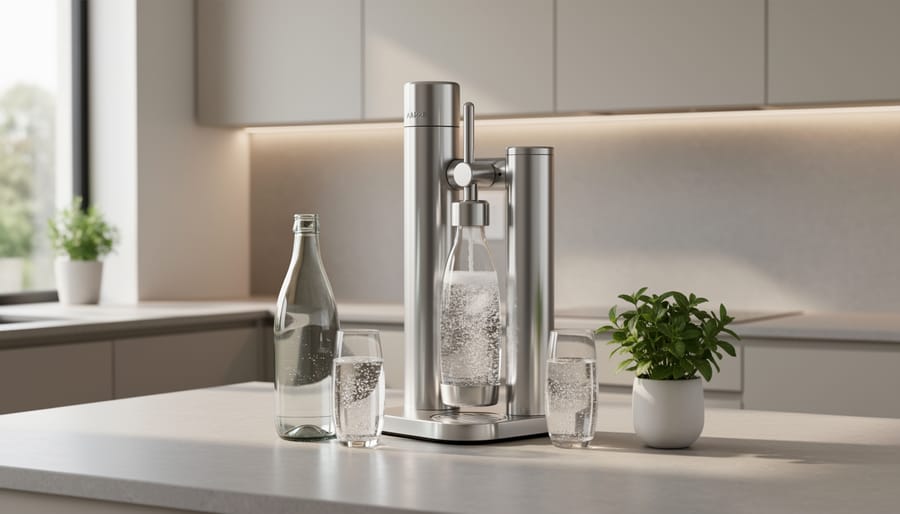 Aarke minimalist sparkling water maker in a clean modern kitchen