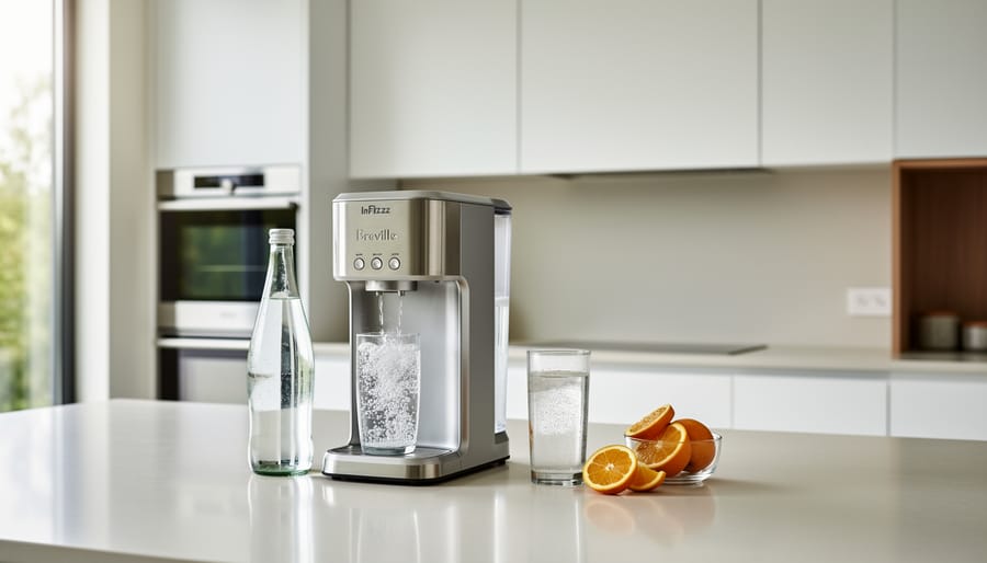 Breville InFizz Fusion sparkling water maker on a sleek countertop